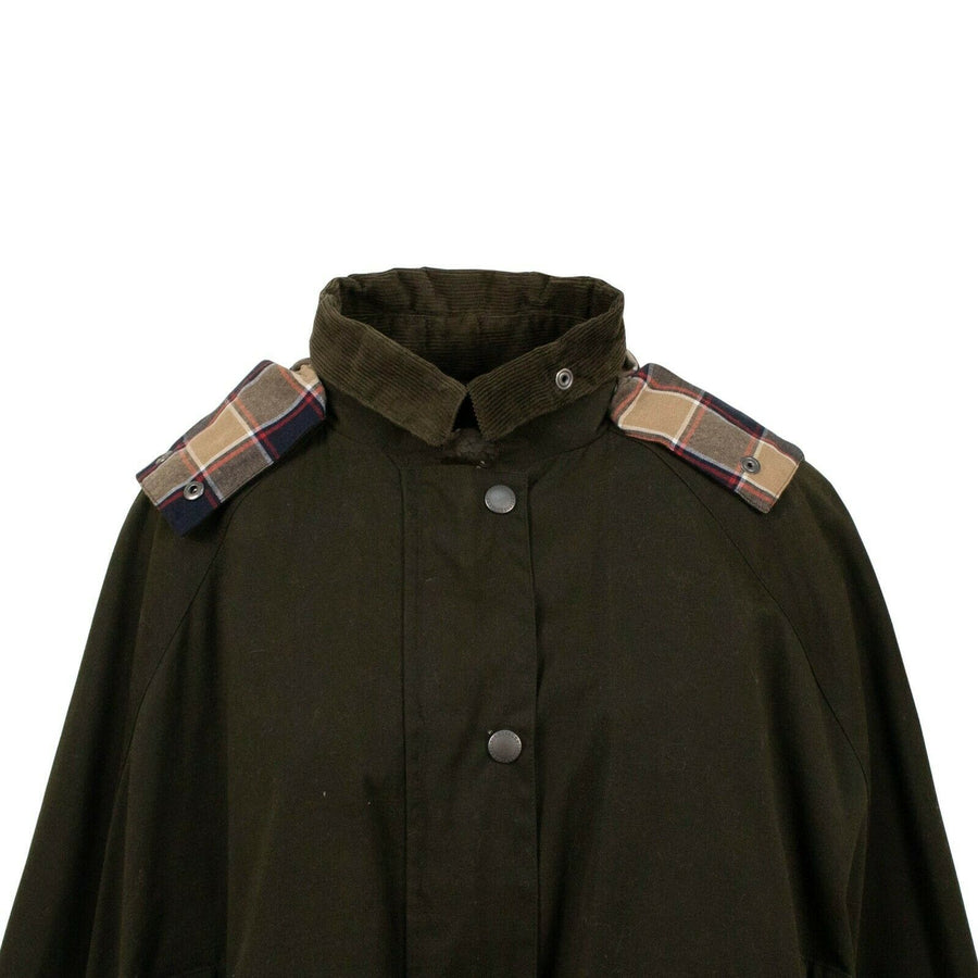 Wool Lined Cape Coat - Olive Green