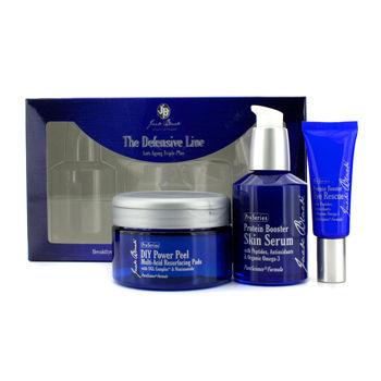 The Defensive Line Anti-aging Triple Play: Protein Booster Eye Resuce + Diy Power Peel Multi-acid Resurfacing Pads + Protein Booster Skin Serum - 3pcs