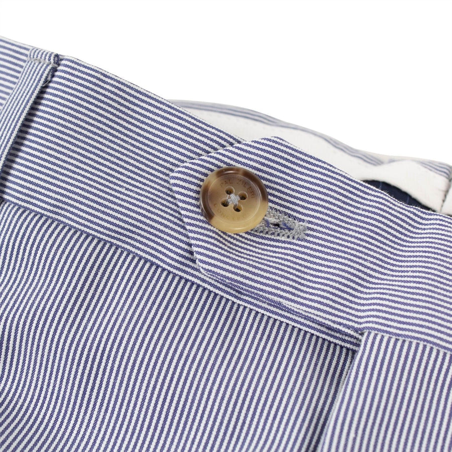 Blue Pinstripe Cotton Blend Dress Pants