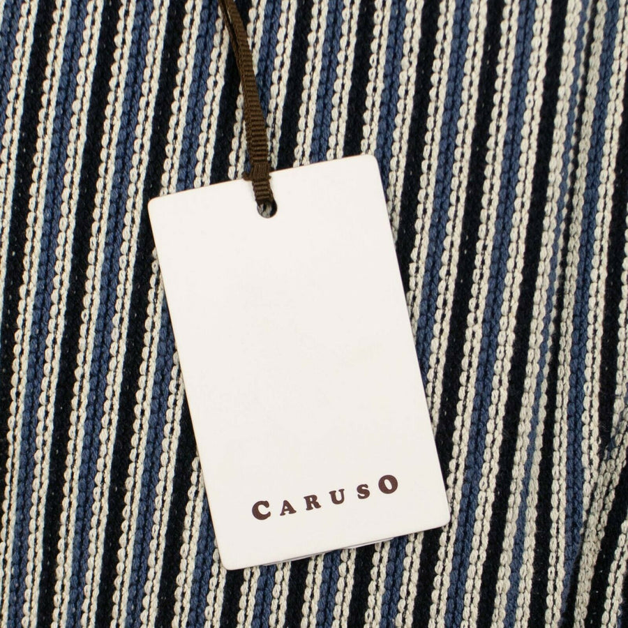 Striped Cotton Double Breasted Sport Coat - Blue