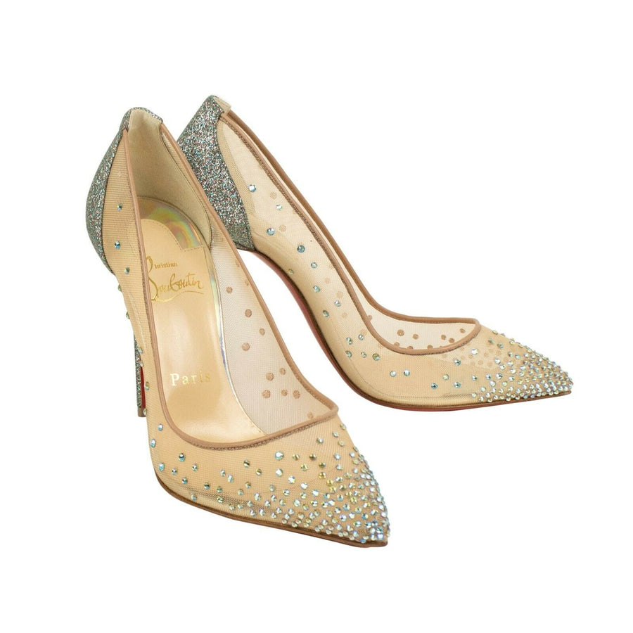 Follies Strass 100mm Mesh Pumps - Gray Glitter