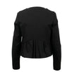 Cotton Blend Pleated Blazer - Black