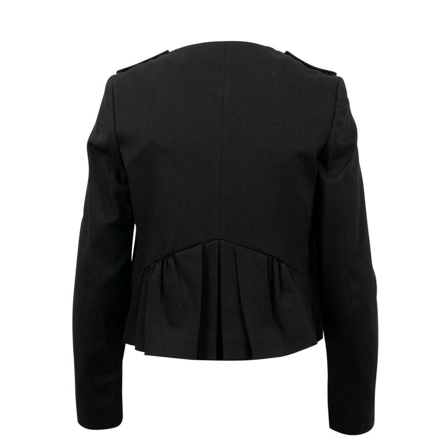 Cotton Blend Pleated Blazer - Black