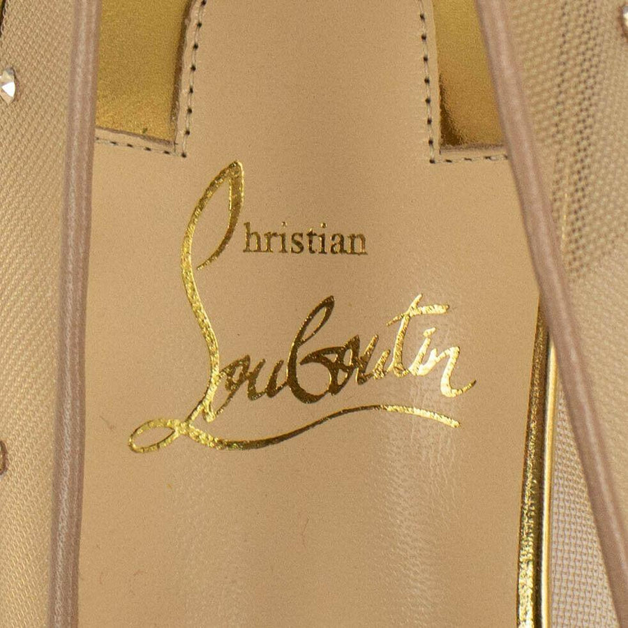 'Follies Strass' Mesh Flats - Gold