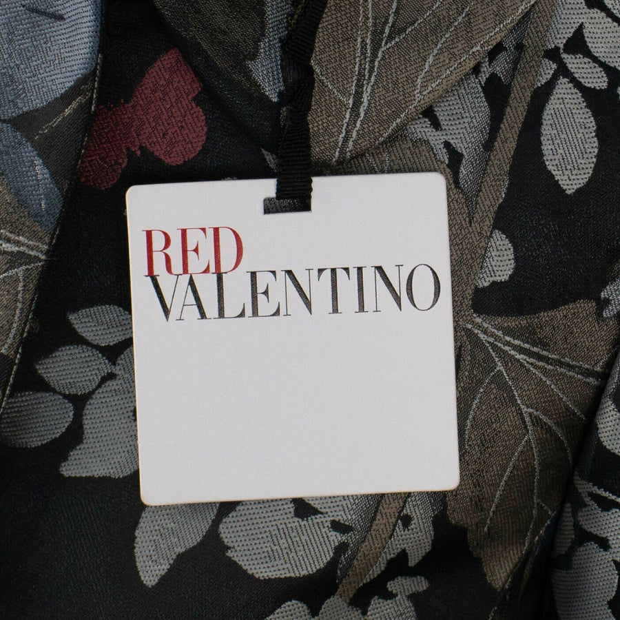 Floral And Owl Print Jacquard Coat - Gray