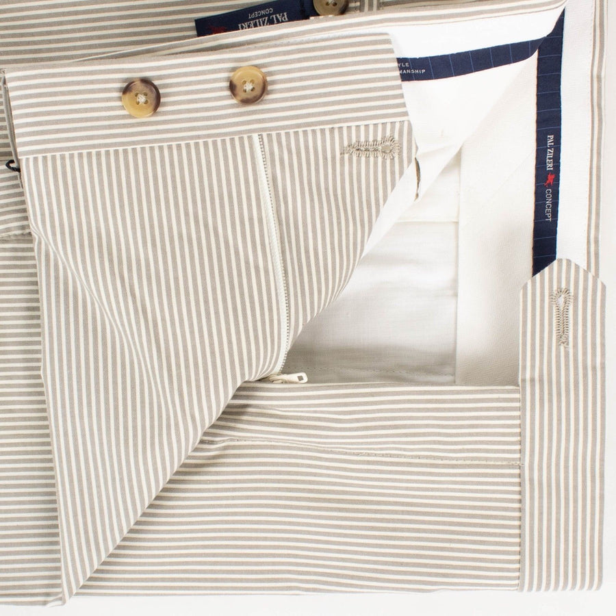 Gray Pinstripe Cotton Pants