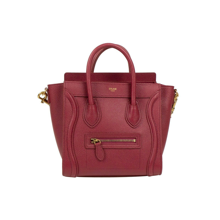 Drummed Calfskin Nano Luggage Cross Body Bag - Raspberry Pink