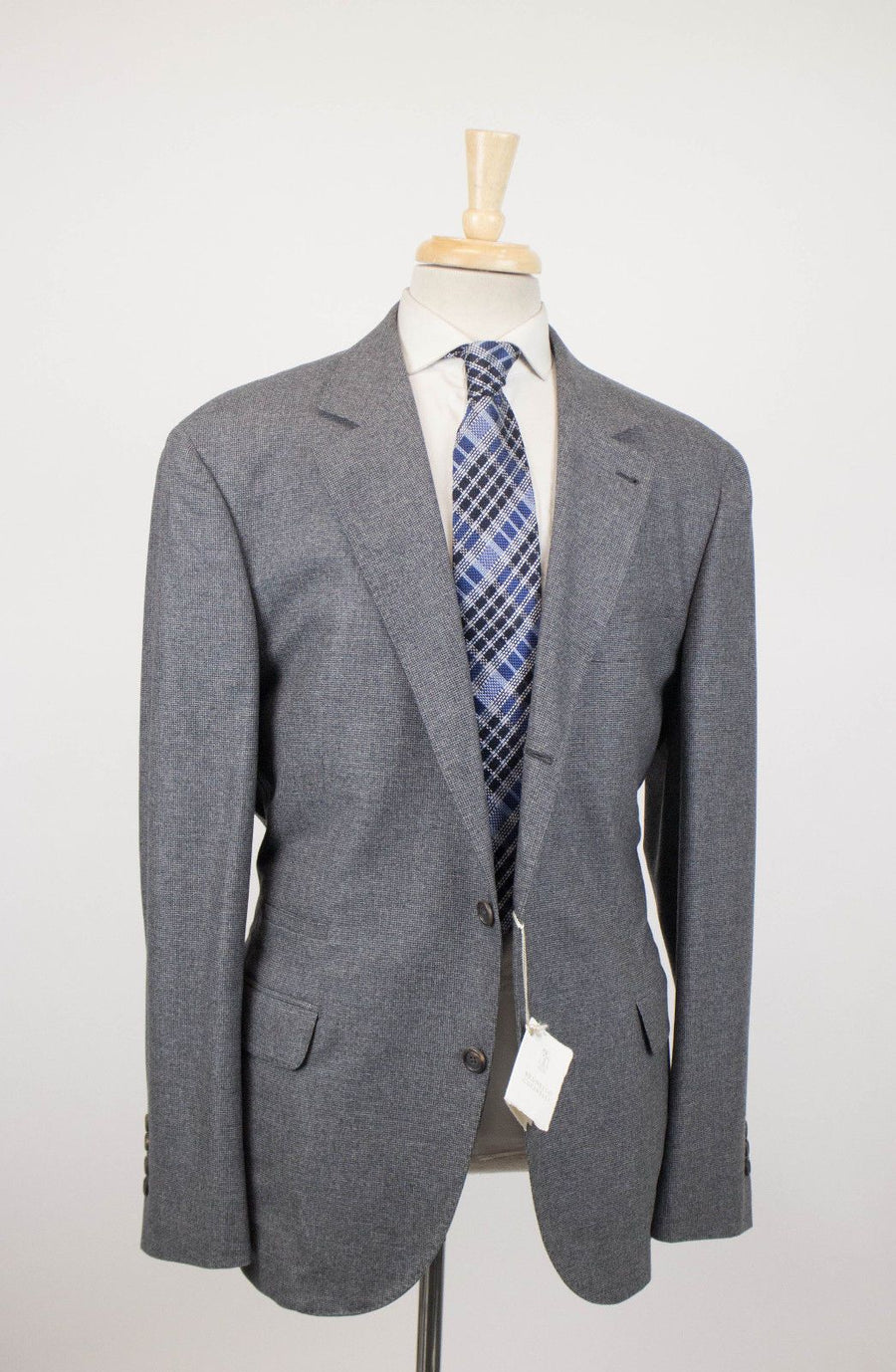 Cashmere Blend Houndstooth 3/2 Button Sport Coat - Gray