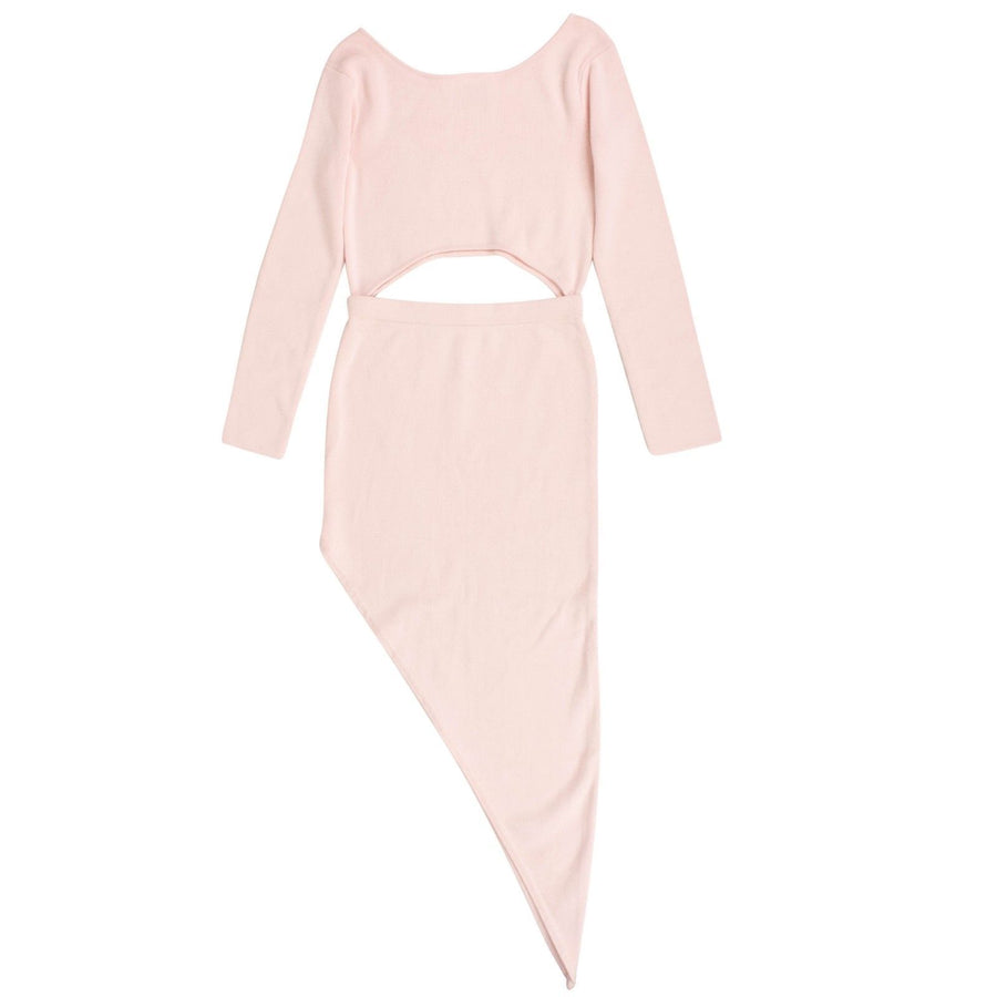Cut Out Asymmetrical Sweater Dress - Pink