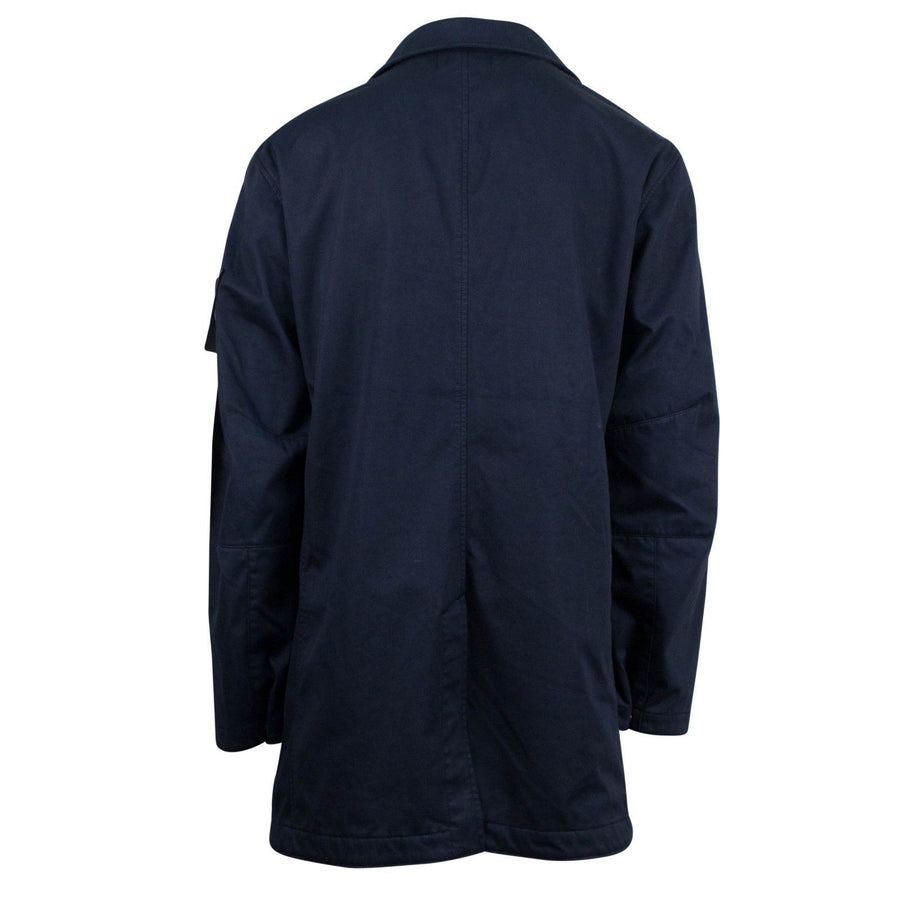 Navy 'Raso Gommato Flock' Mid-length Trench Jacket