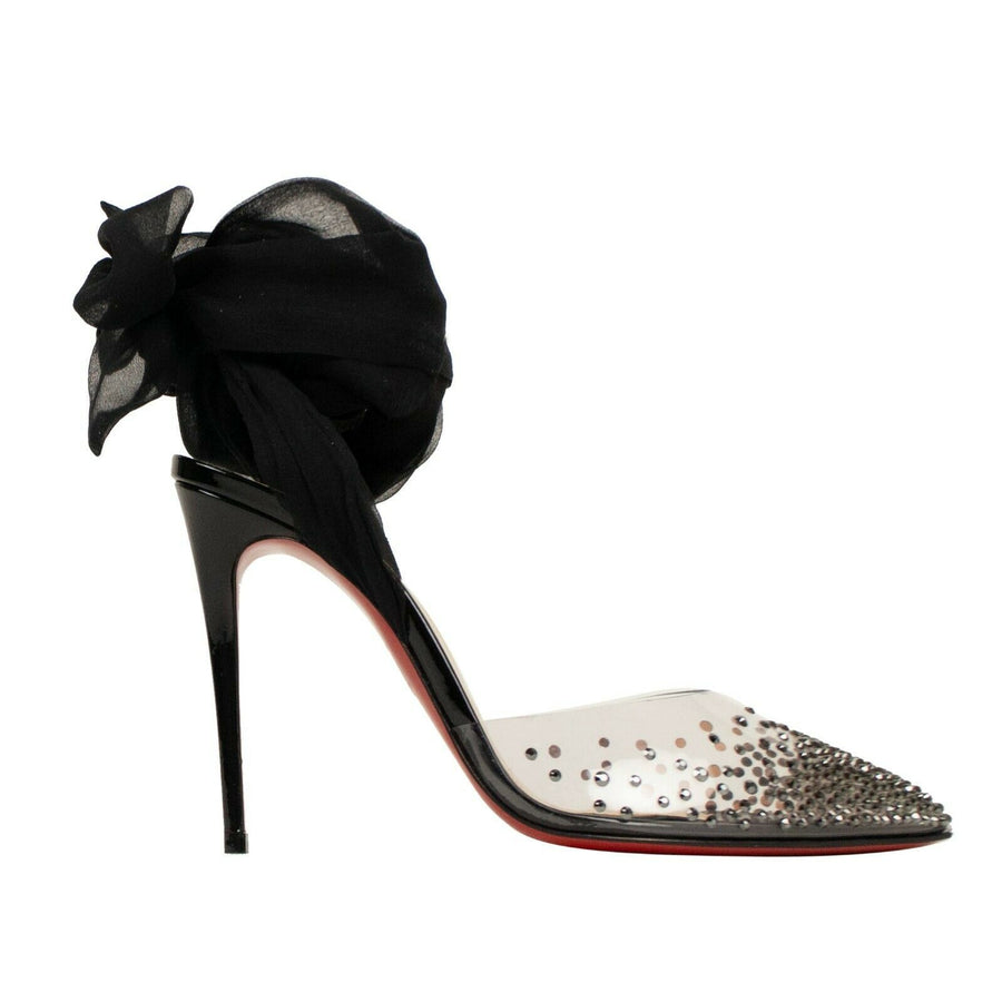 PVC Strass Tie 100mm Pumps - Black