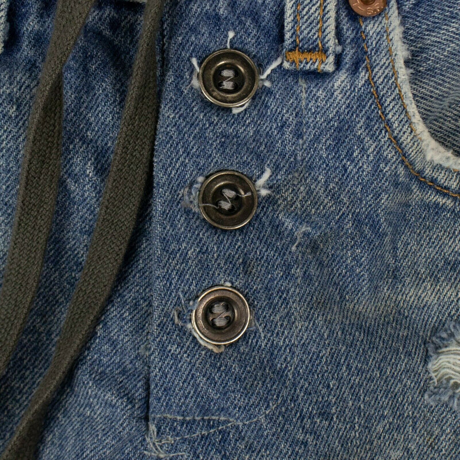 Vintage Denim Zipper  Jean Shorts - Blue