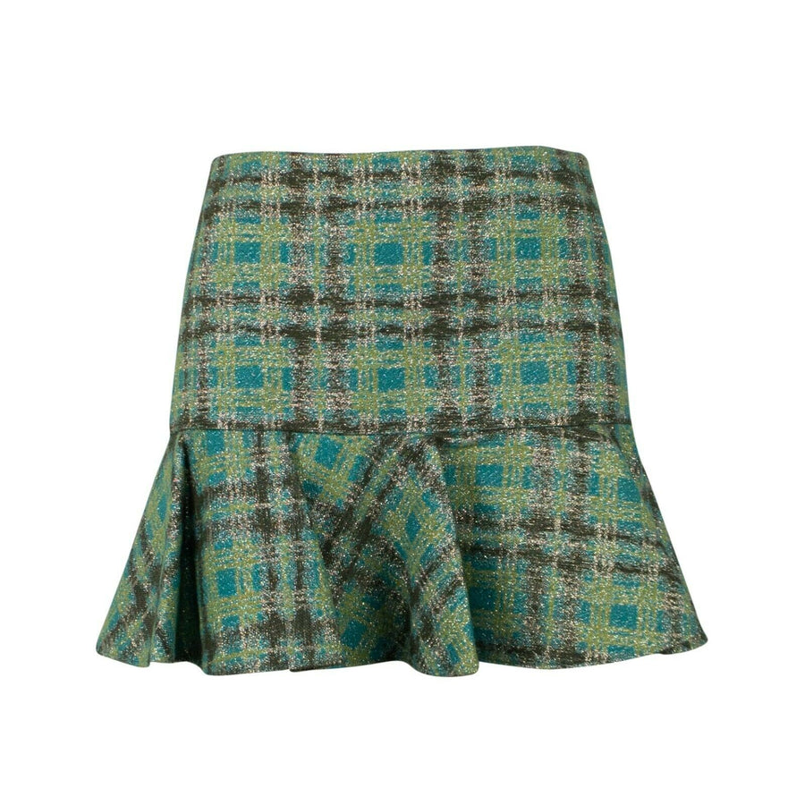 Multi Color Plaid Print Mini Skirt - Green