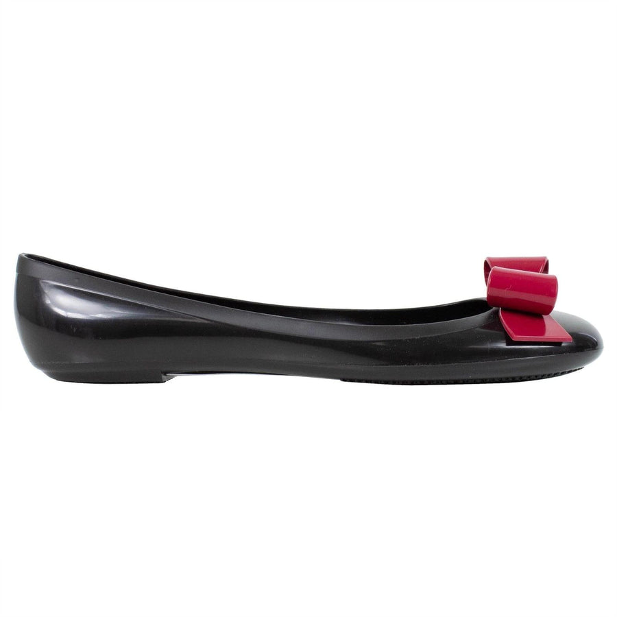 Rubber Bow Flats - Black / Red