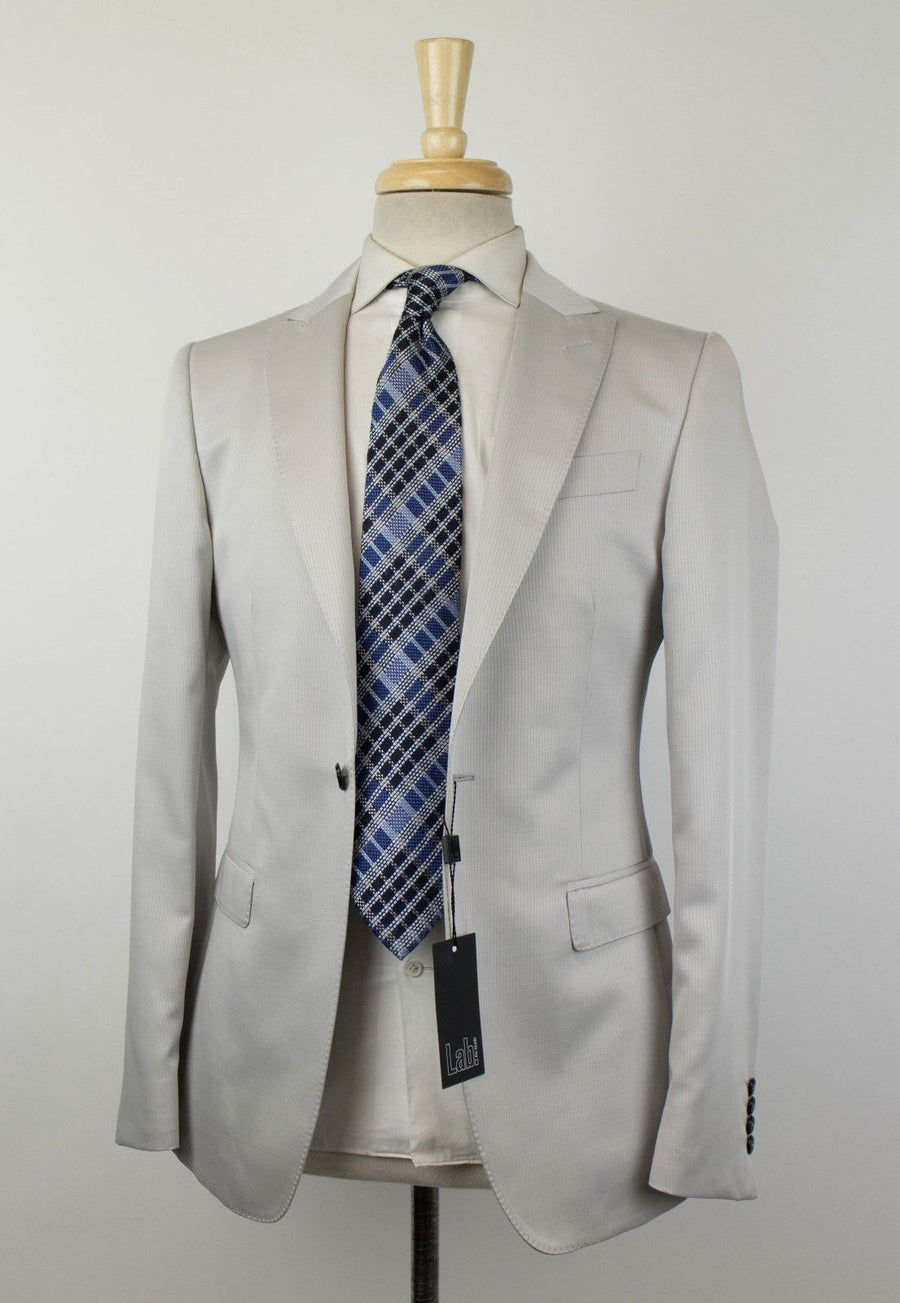 Striped Wool Blend 1 Button Sport Coat - White