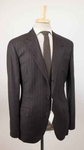 Subtle Stripe Wool 3/2 Button Suit - Brown