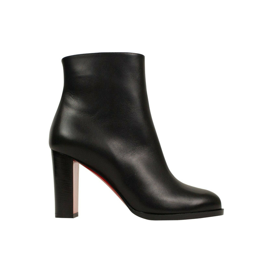 'Adox' 85mm Leather Boots Heels - Black