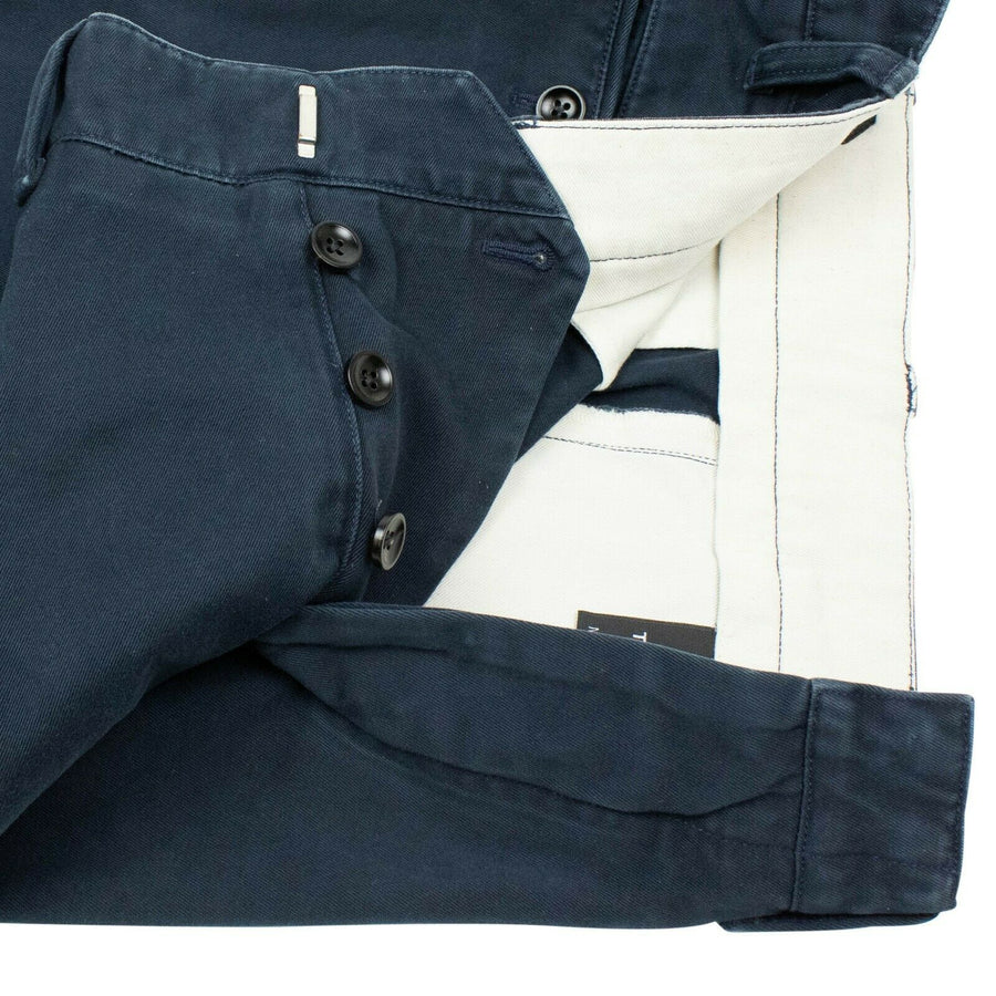 Cotton Classic Fit Pants - Navy Blue