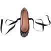 Plastic Mesh & Heart Ankle Ribbon Flats - Black