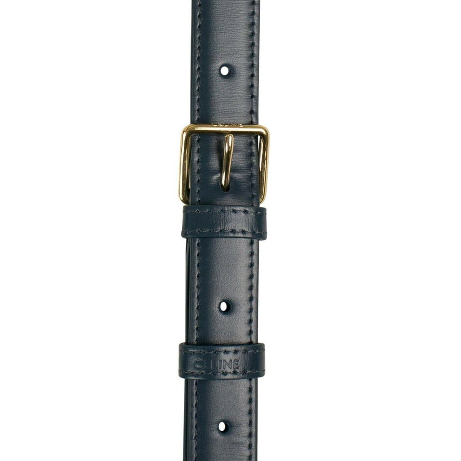 Shiny Calfskin Leather Medium Triomphe Cross Body Bag - Blue