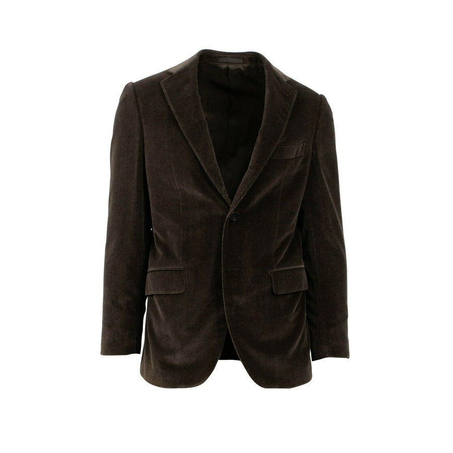 Drop 7 Velvet Cotton Blend 3 Roll 2 Button Sport Coat - Brown