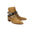 Suede Bandana Strap Buckle Ankle Boot - Tan