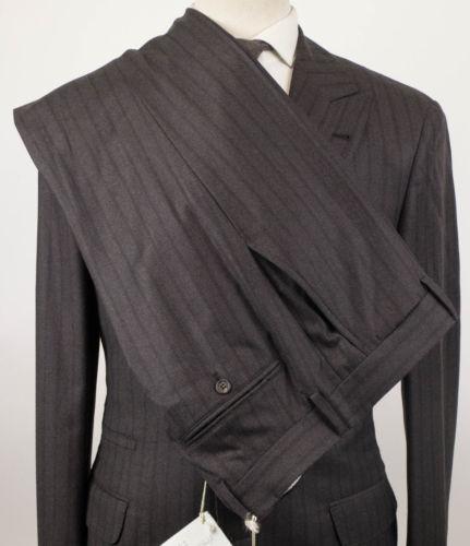 Subtle Stripe Wool 3/2 Button Suit - Brown