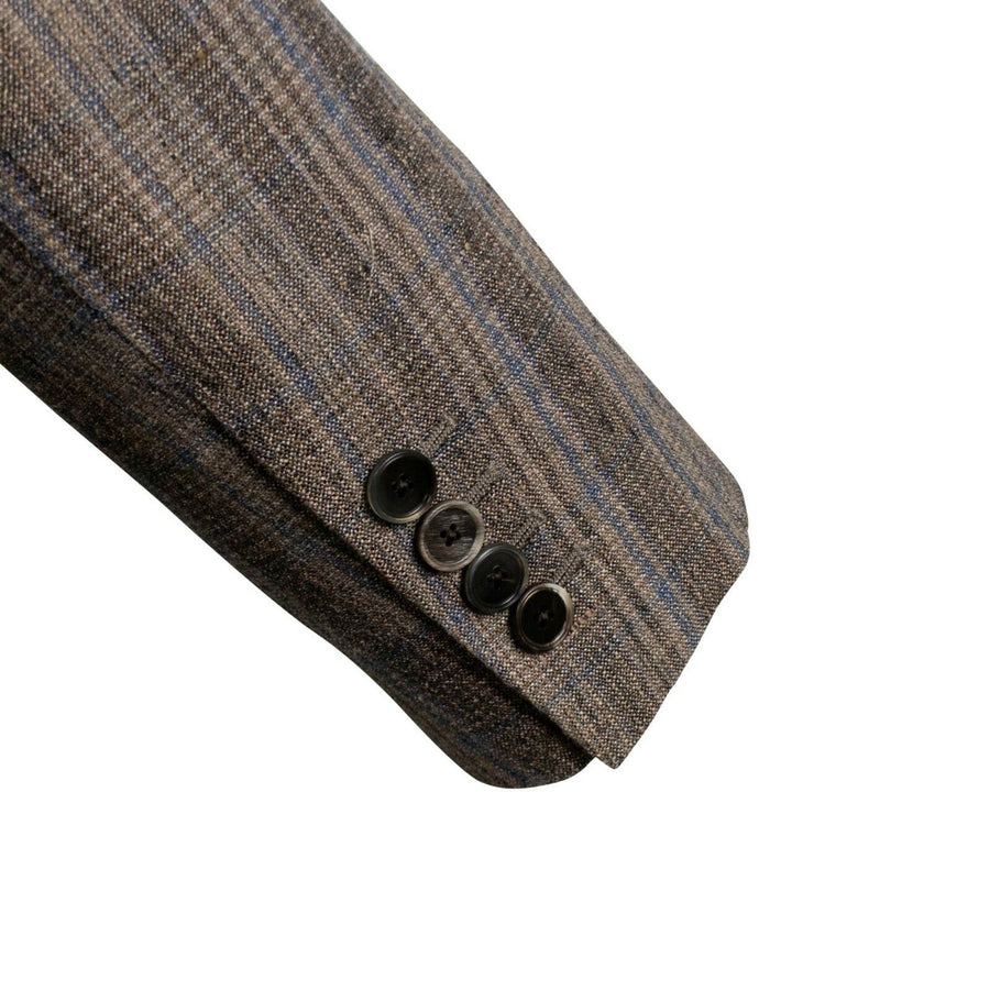 Drop 8 Plaid Two Button Wool Blend Sport Coat - Brown