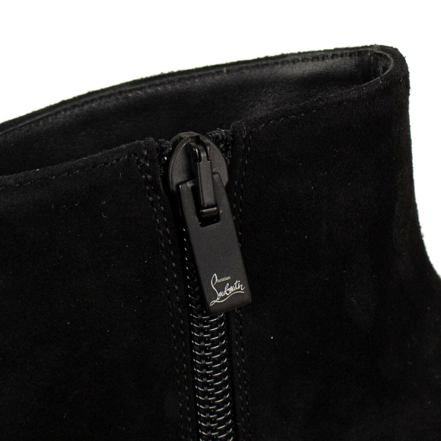 Suzi Folk 85mm Velour Boots Heels - Black