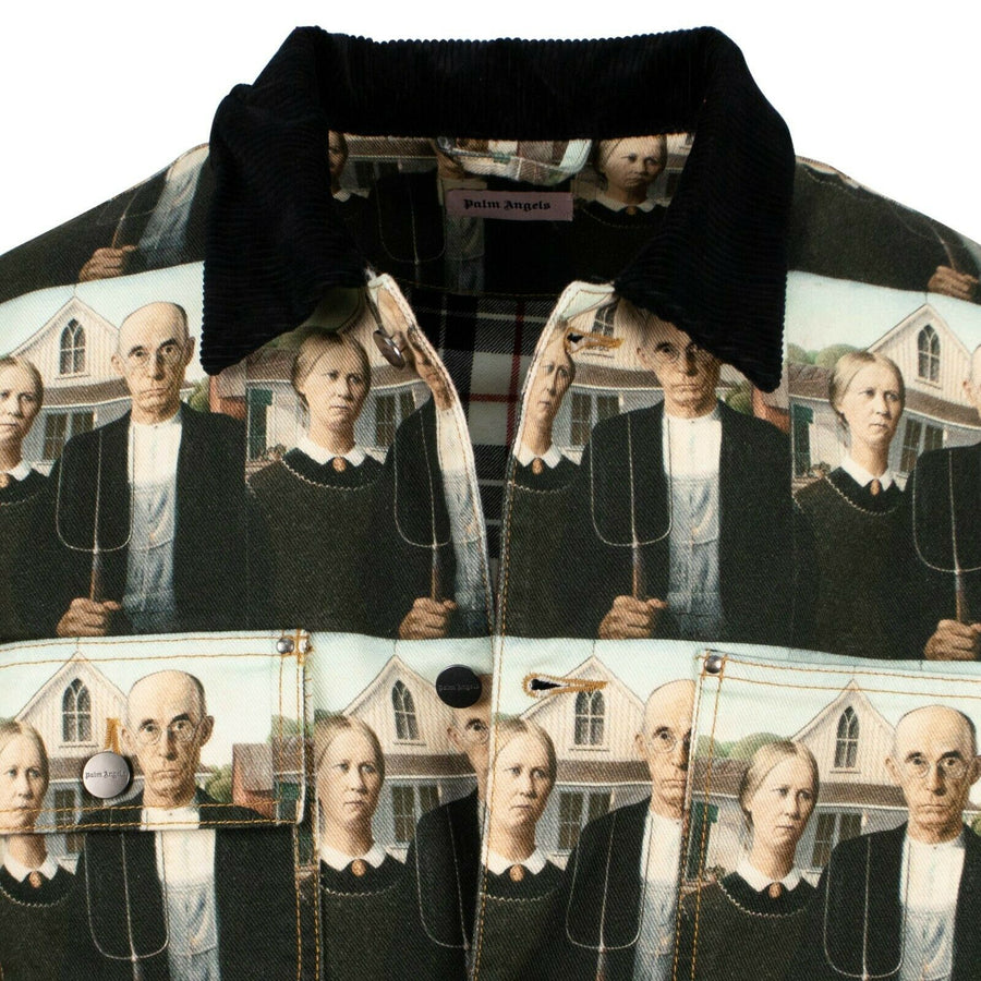 Cotton American Gothic Picture Work Jacket - Black