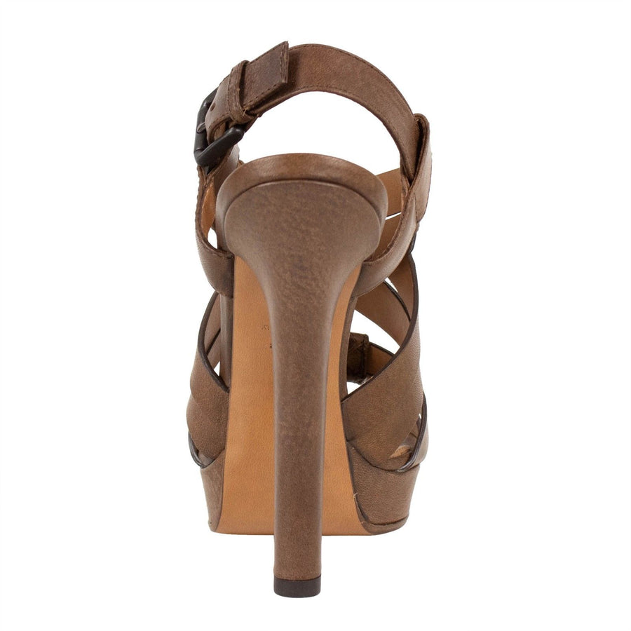 Strappy Leather Sandal Pumps - Brown