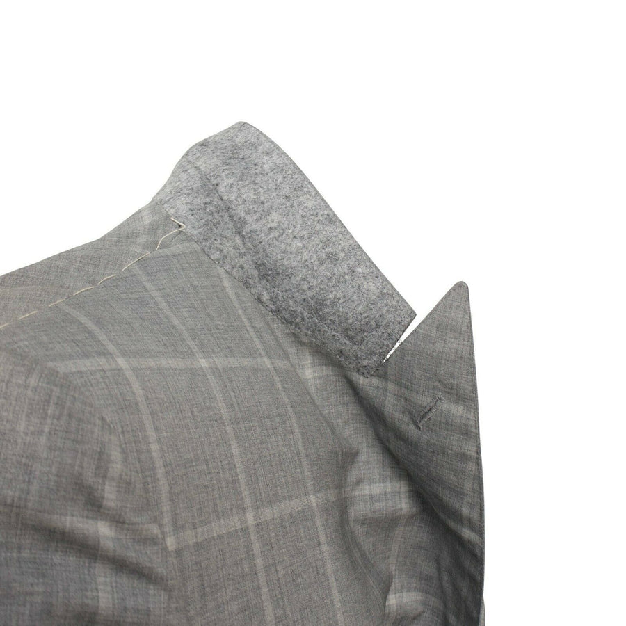 Drop 7 Check Wool Blend Double Breasted Suit - Light Gray