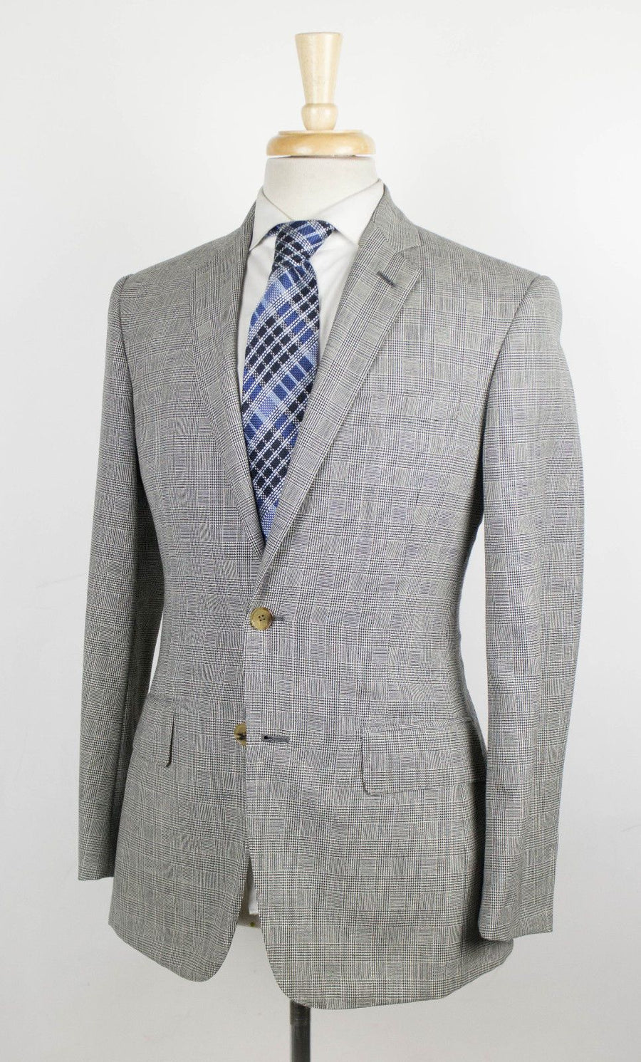 Martin Greenfiel Glen Plaid 2 Button Wool Suit - Gray