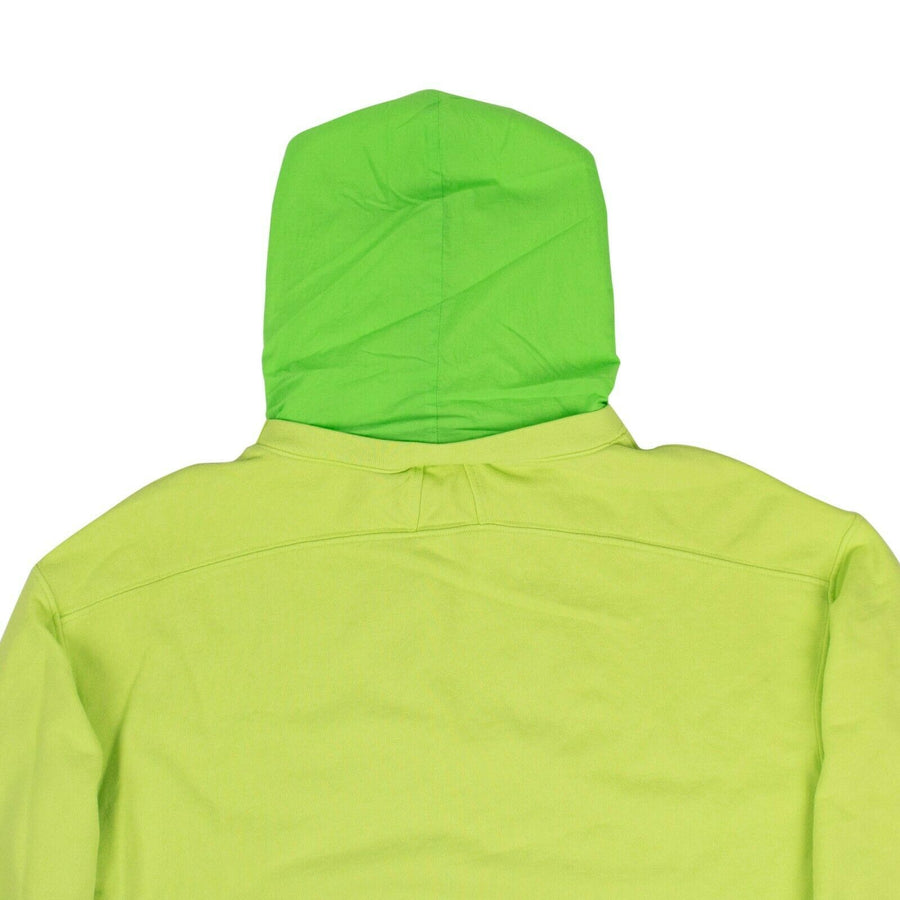 Layered French Terry Nylon Hoodie Sweatshirt - Neon Green