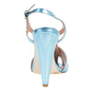 Metallic Leather Ankle Strap Sandal Pumps - Blue