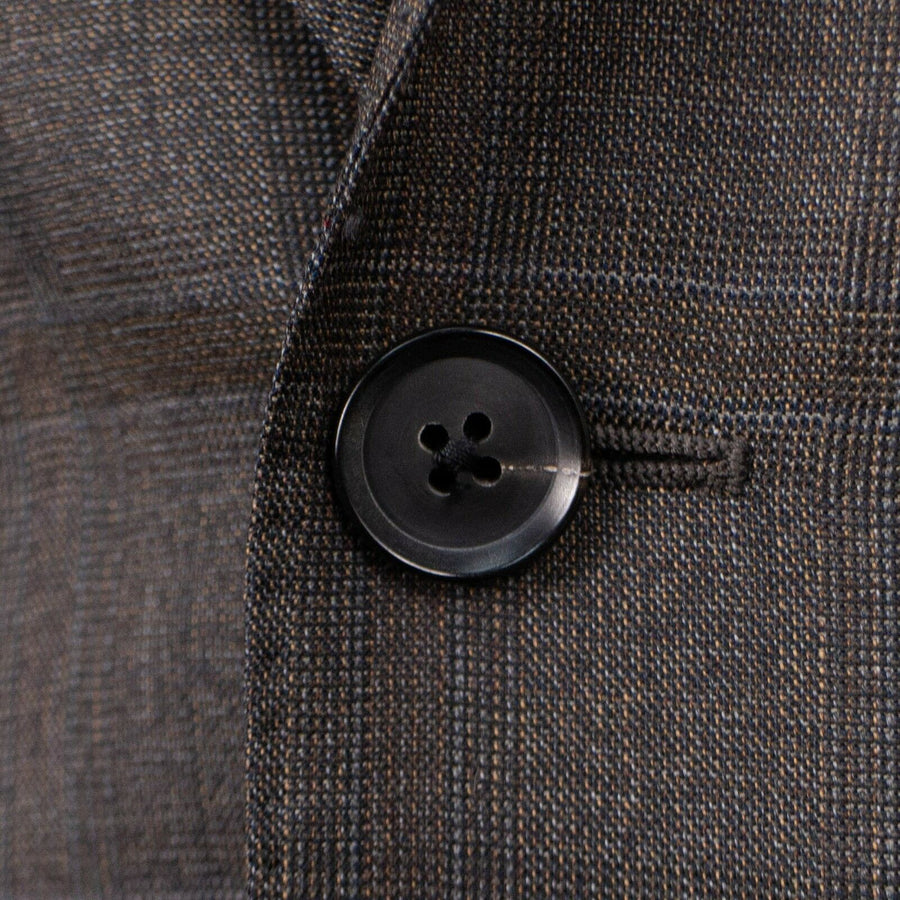 Drop 8 Windowpane Check Wool 3 Roll 2 Button Slim Fit Suit - Brown