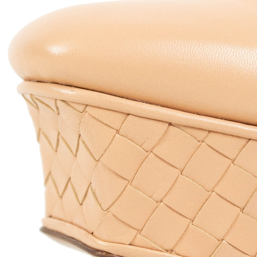 Intrecciato Platform Block Heel Pumps - Nude