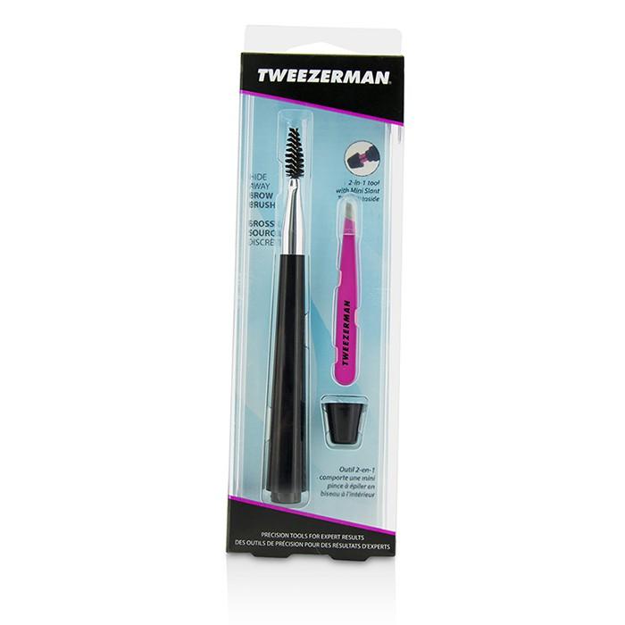Hide Away Brow Brush With Mini Slant Tweezer - -