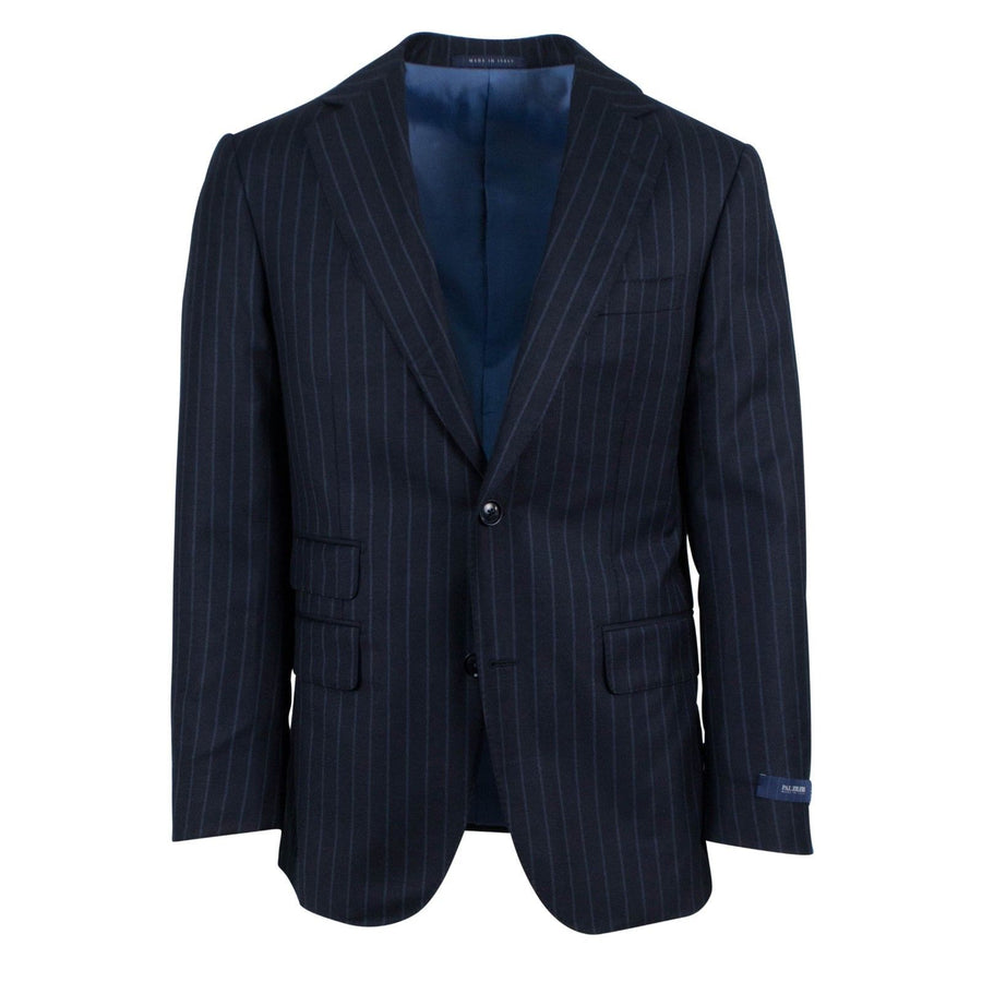 Drop 7 Striped Wool Blend Two Button Suit - Navy