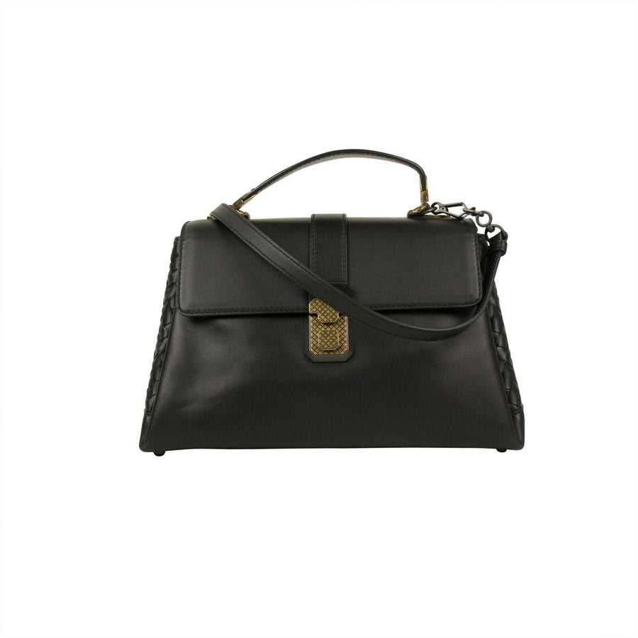 Leather 'Piazza' Medium Shoulder Bag - Black