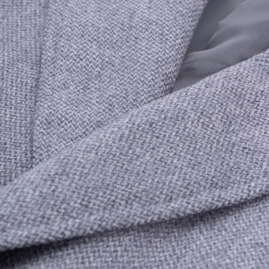 Gray Tweed Wool Slim Fit Coat