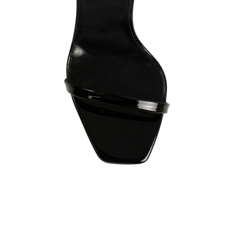Patent Leather YSL Opyum Logo Sandals - Black