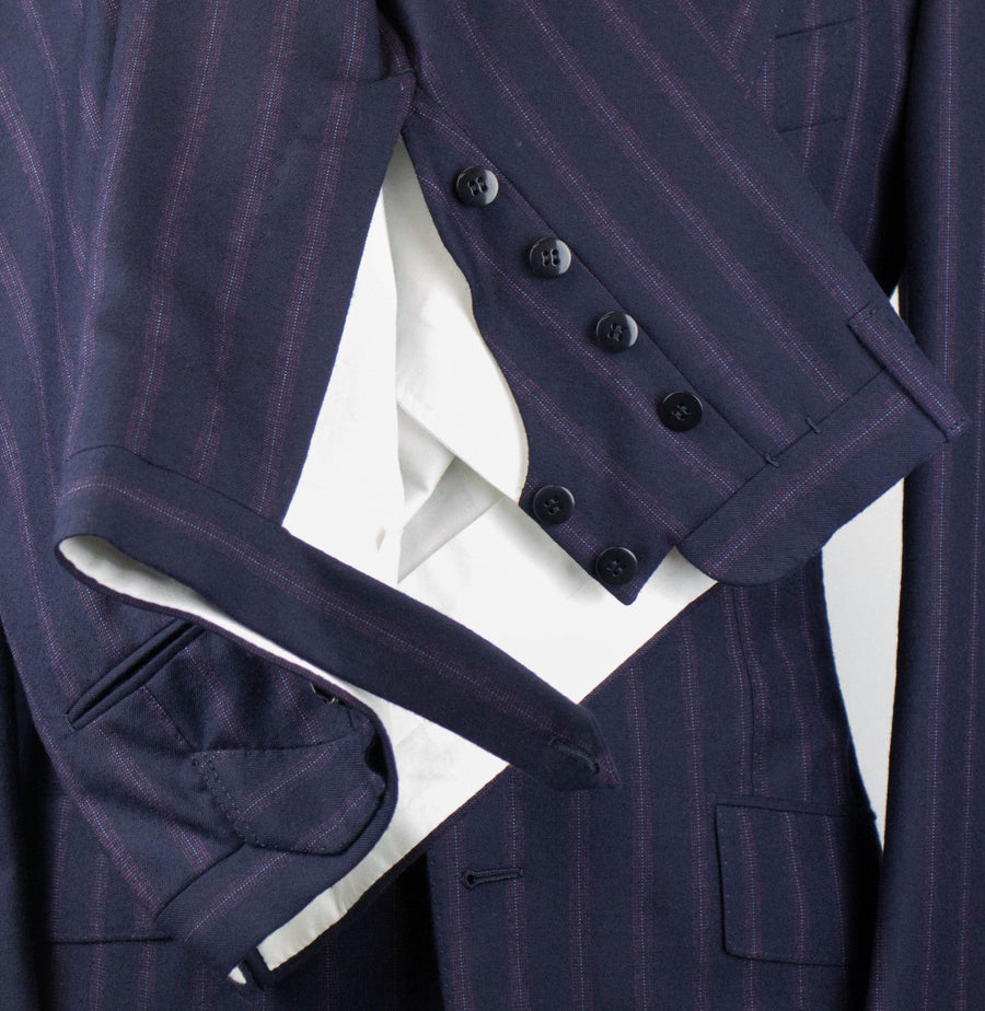 Drop 7 Thick Striped Cashmere Blend Suit - Navy / Purple