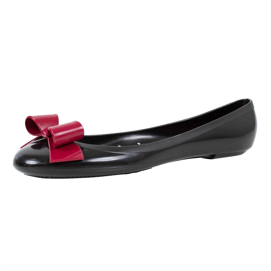 Rubber Bow Flats - Black / Red