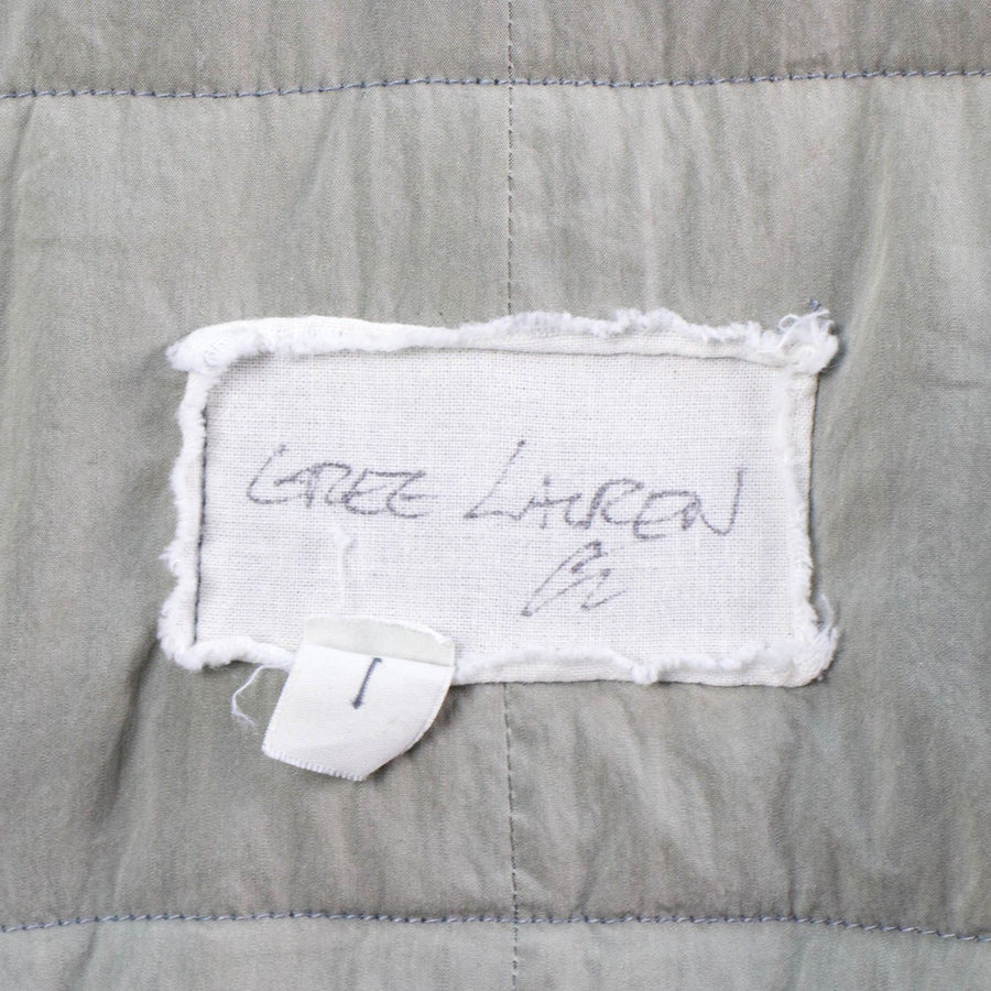 Camo Nylon Vintage Denim Puffy Hooded Parka Coat - Blue / Green