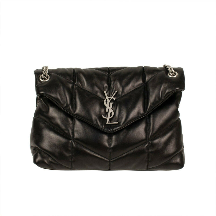 Loulou Puffer Medium Quilted Lambskin Leather Handbag - Black