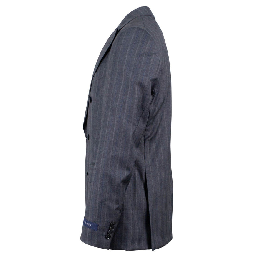 Multi Striped Wool Double- Breasted Suit - Blue