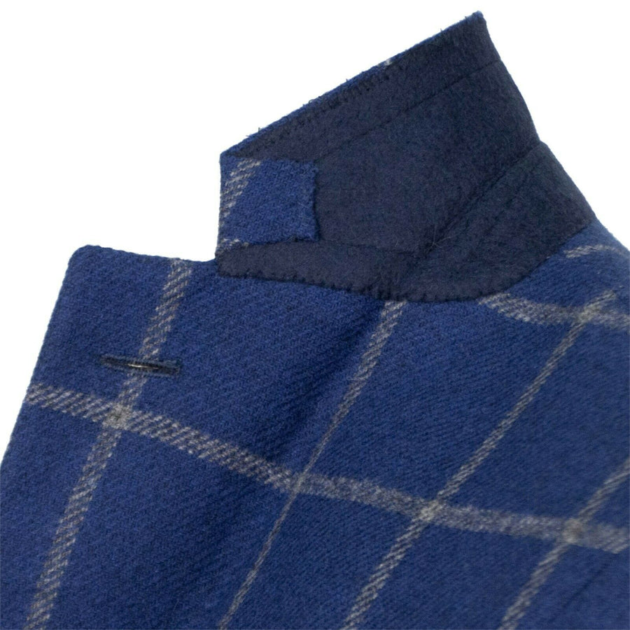 Drop 8 Check Wool 3 Roll 2 Button Sport Coat - Blue