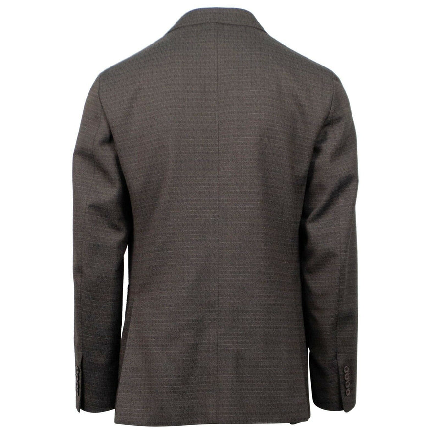 Drop 8 Small Check Wool Double Breasted Slim Fit Suit - Brown