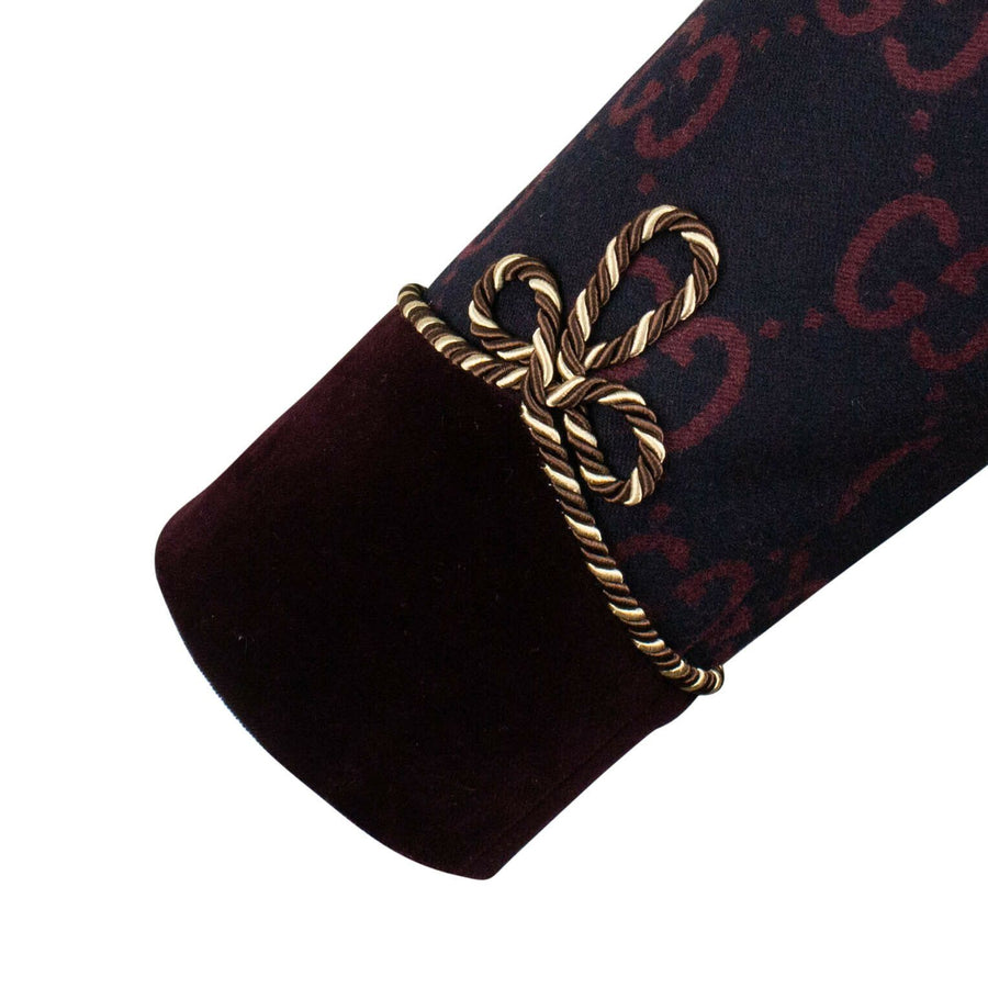GG Rope Trim Shawl Collar Blazer Jacket - Burgundy